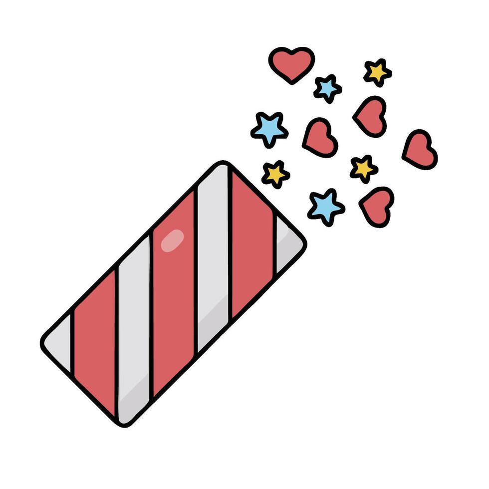 A red and white striped candy cane with hearts vector