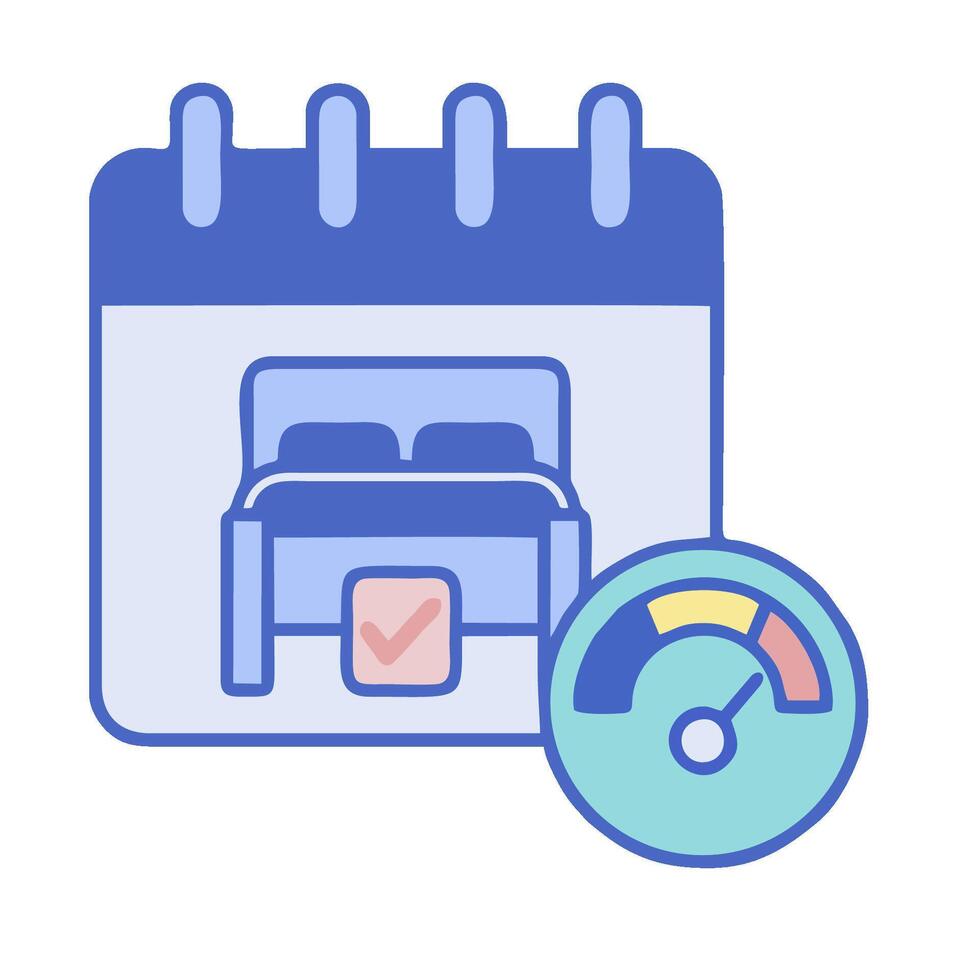 A calendar with a bed and a clock vector