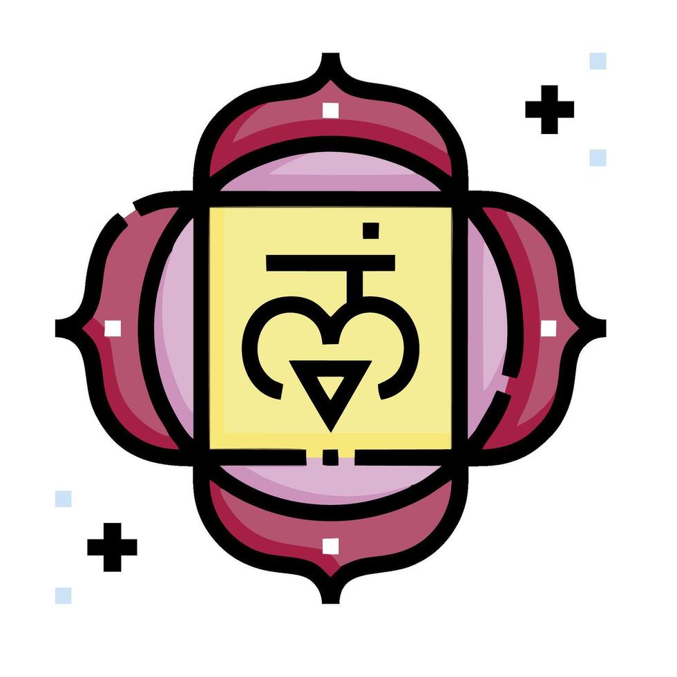 The chakra symbol is shown in a flower vector