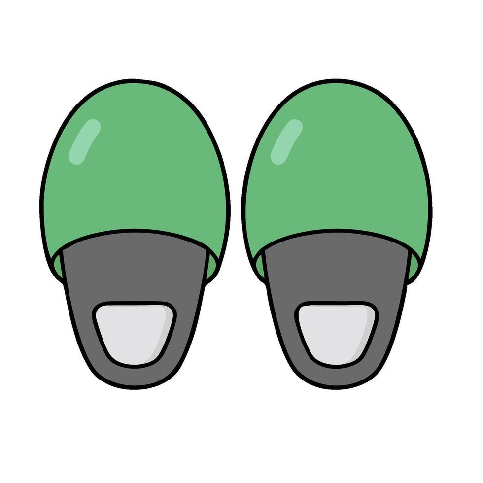 Two green slippers on a white background vector