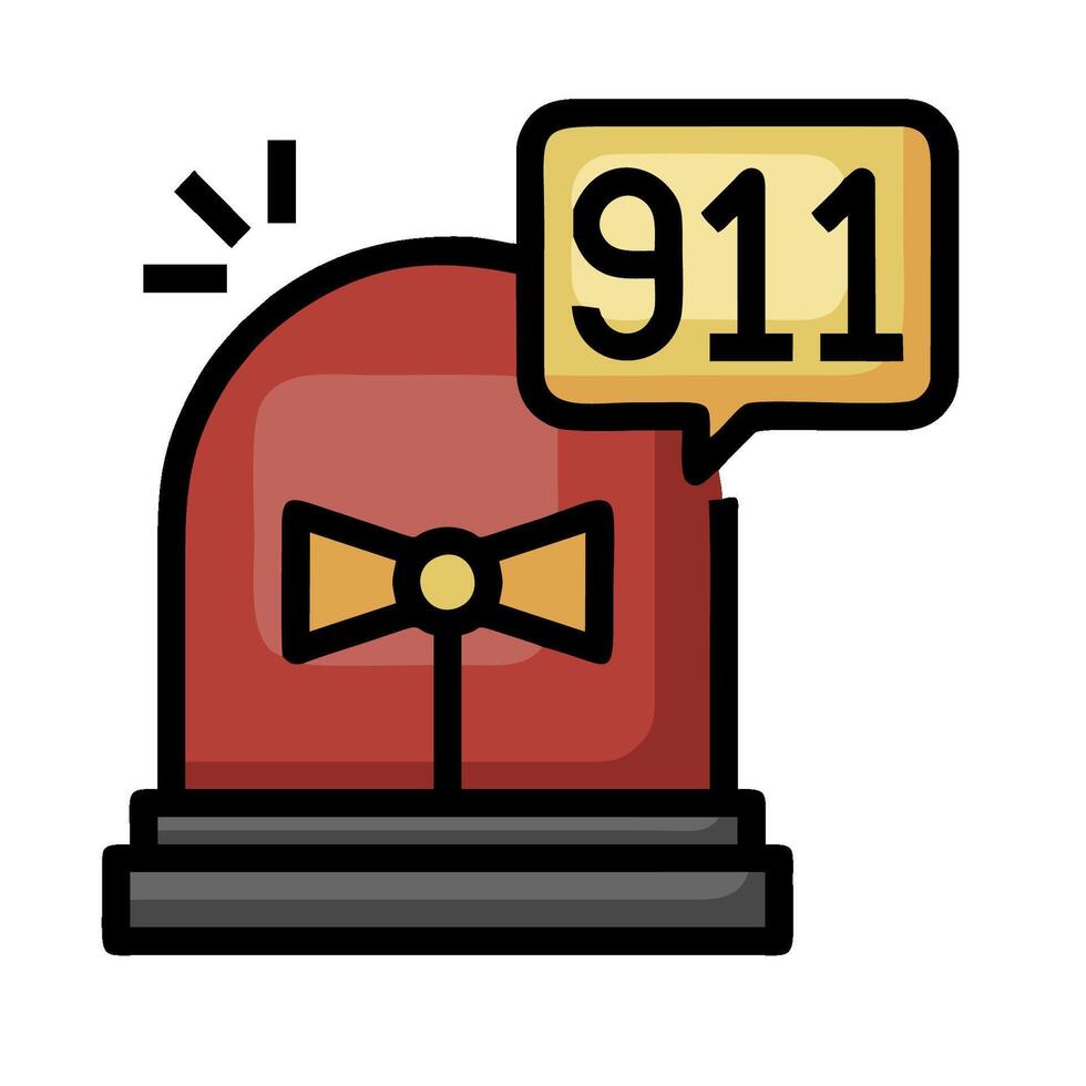 911 icon with a red and yellow bell vector
