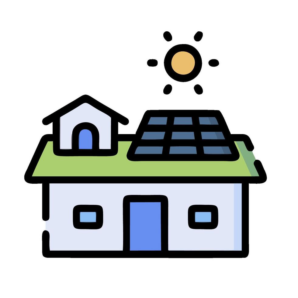 A house with solar panels on the roof vector