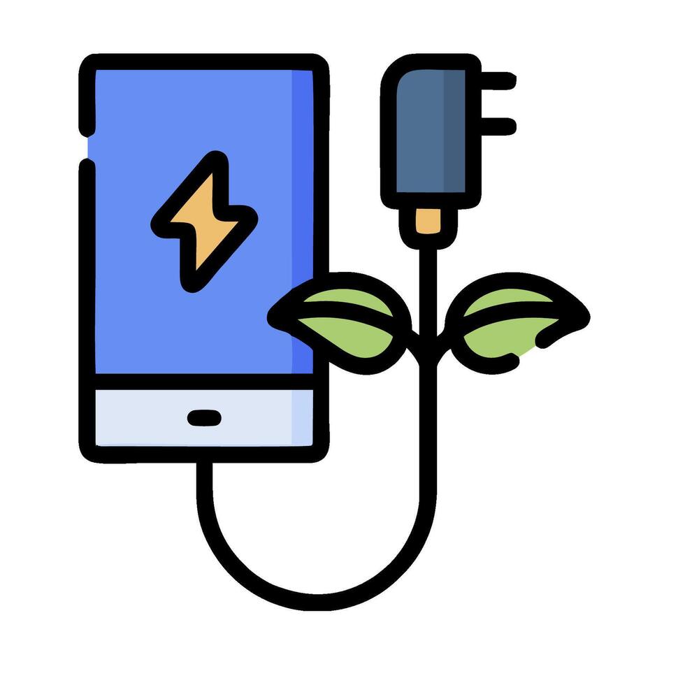 Electricity charging phone icon illustration vector