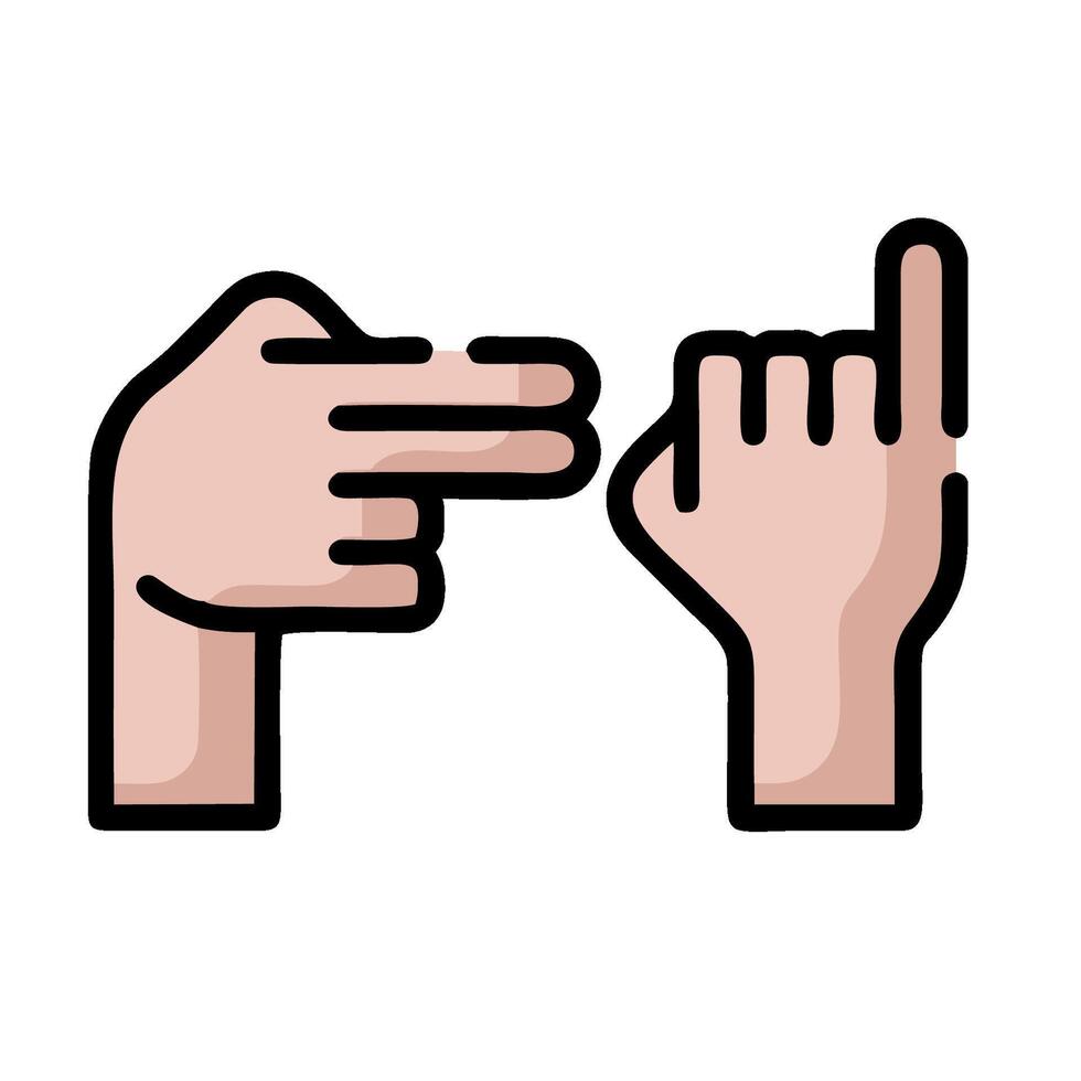 Two hands pointing at each other with one finger pointing up vector