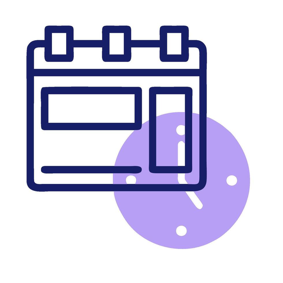 A calendar icon with a clock on it vector