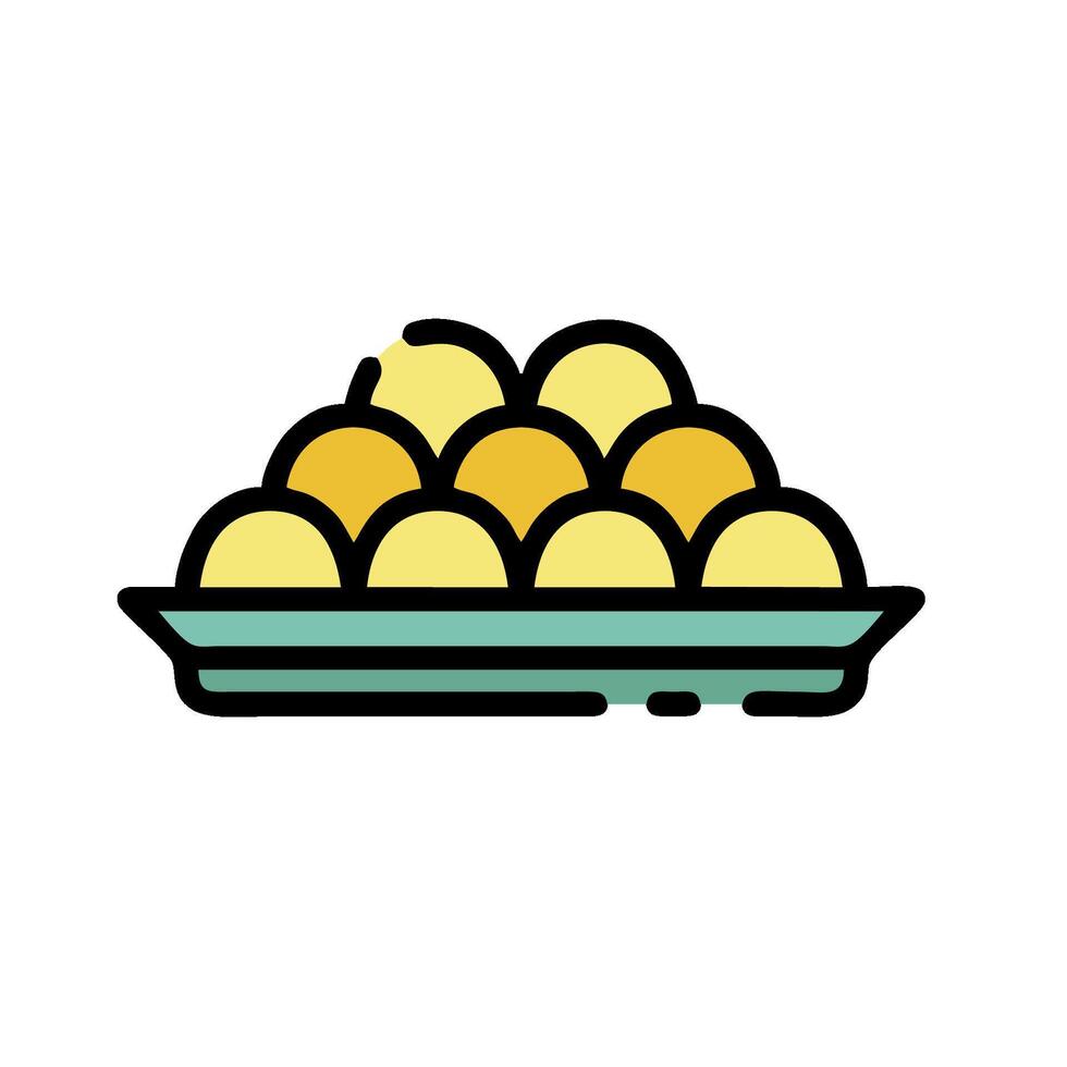 A dish of eggs on a plate icon vector