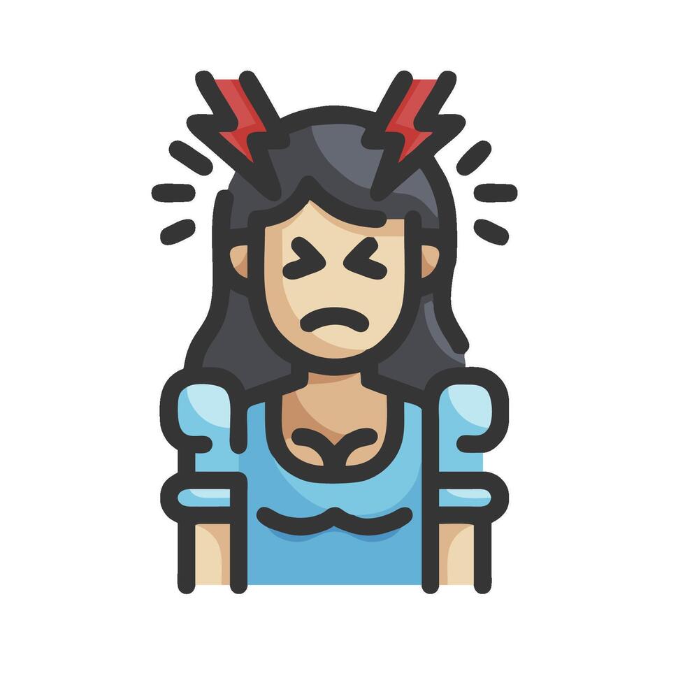 A woman with a red head and a lightning bolt on her forehead vector