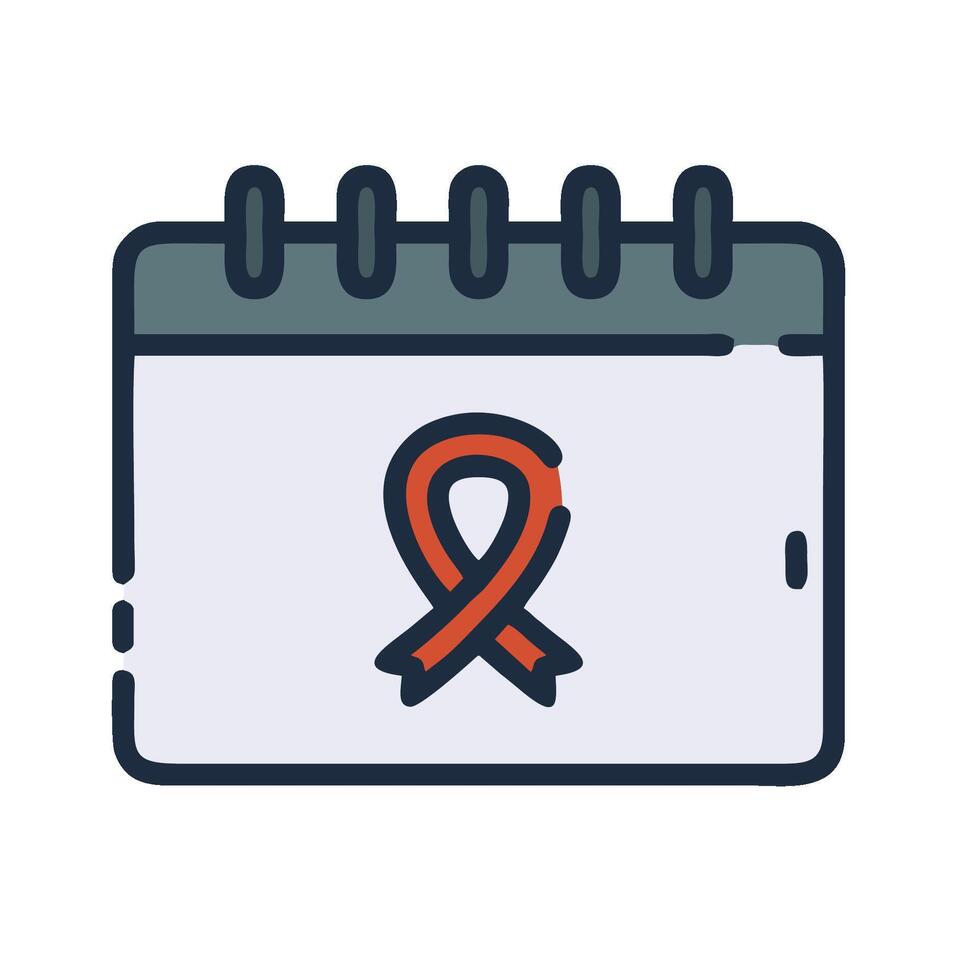 A calendar with an orange ribbon on it vector