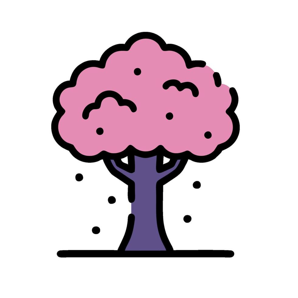 A pink tree with snow on it vector