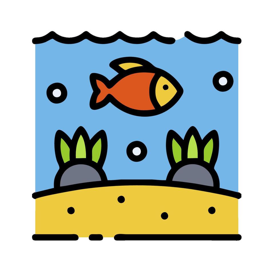 Fish in aquarium icon illustration vector