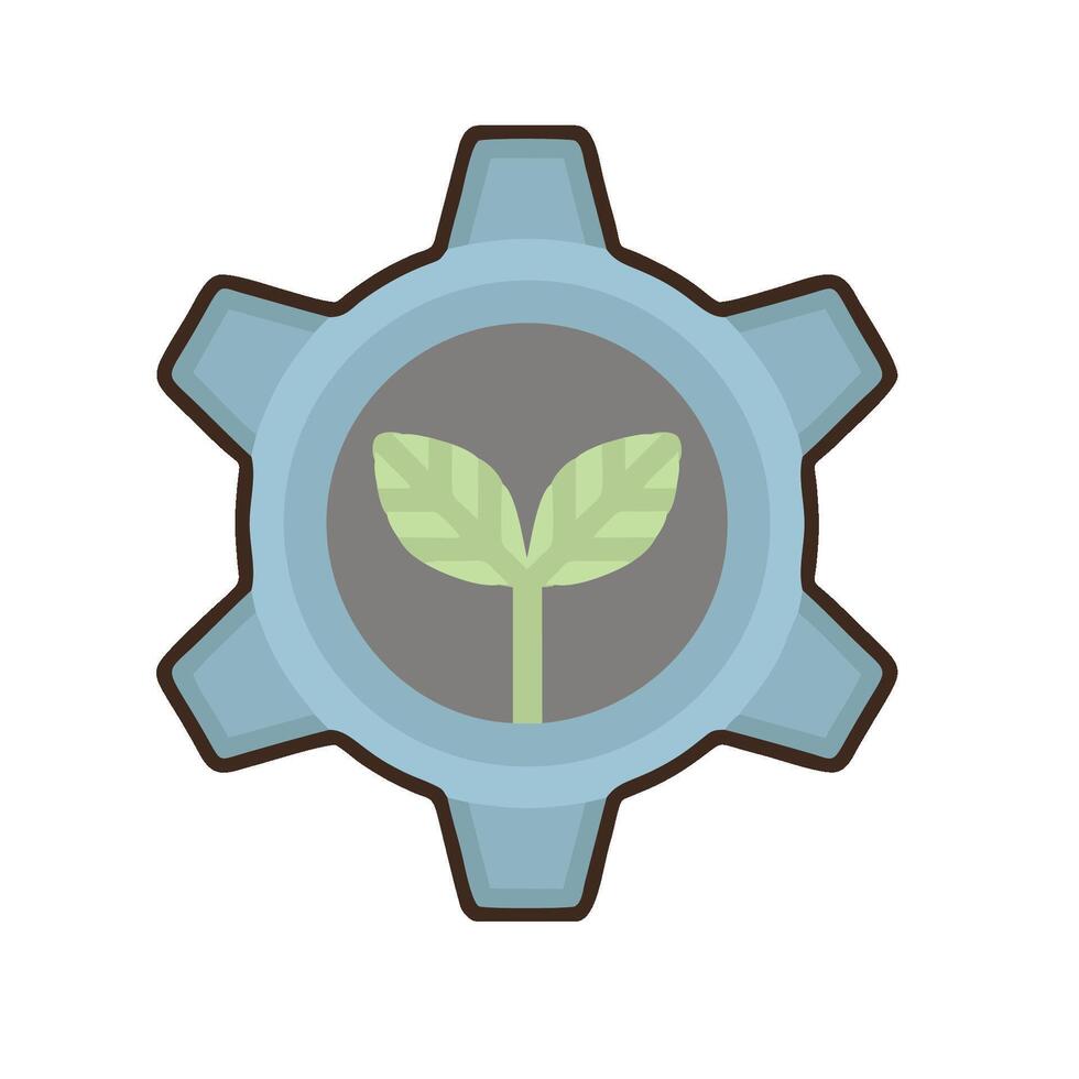A gear with a plant inside it vector