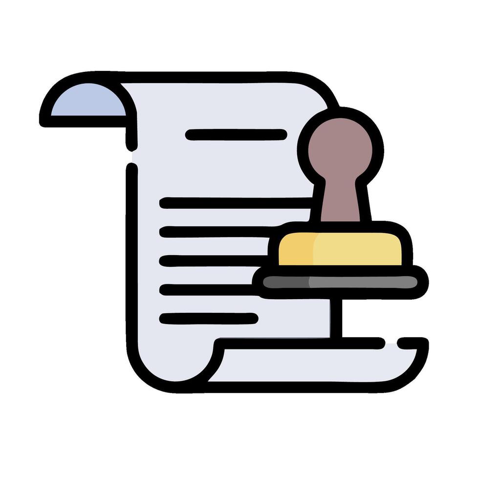 A stamp on a document and a paper vector