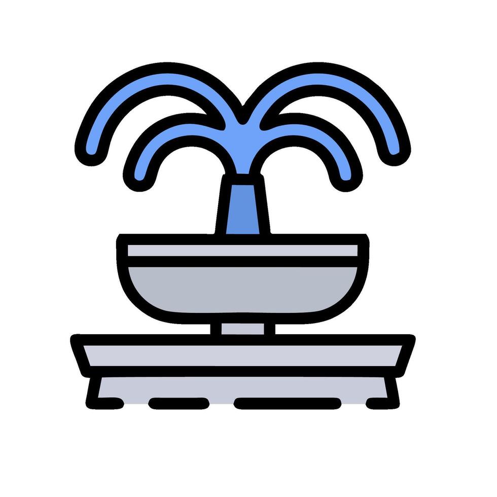 A blue fountain with two palm trees on top vector