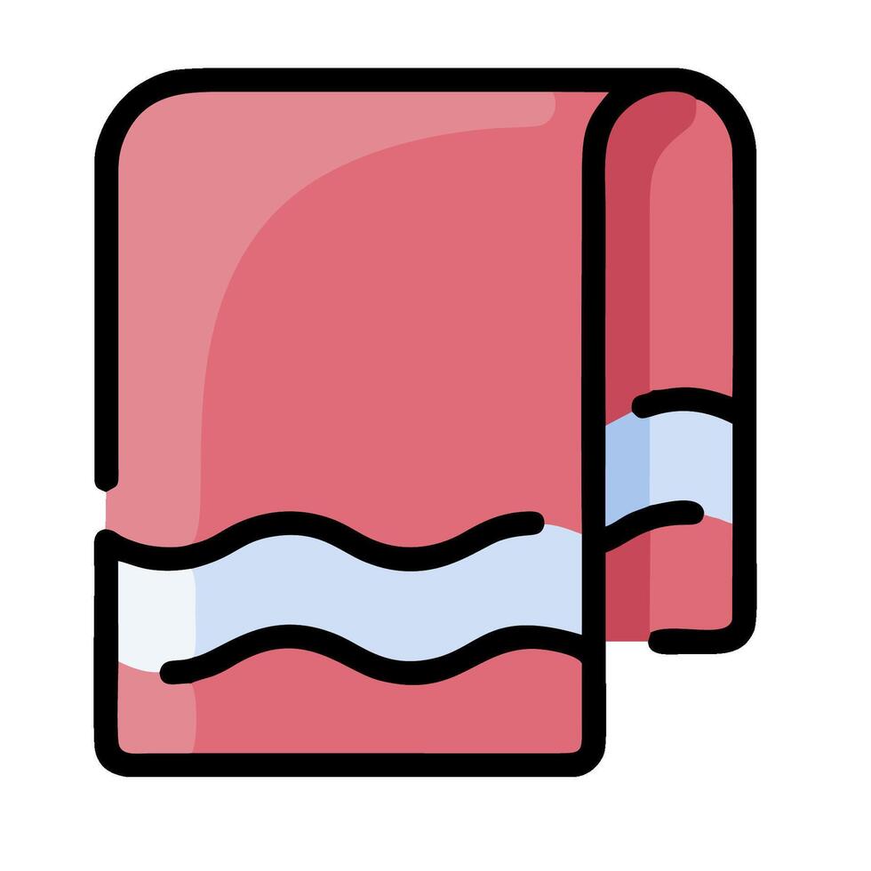 A pink towel with blue and white stripes vector