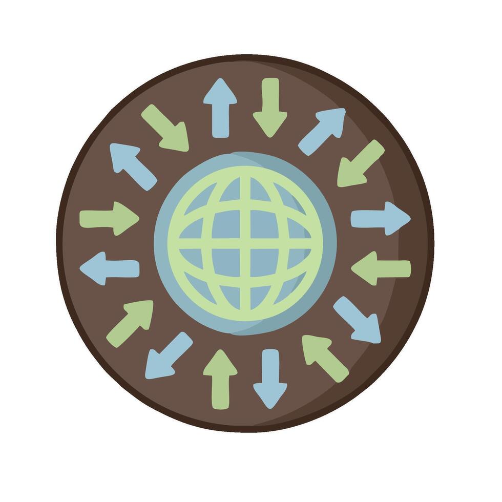 A globe surrounded by arrows and arrows vector