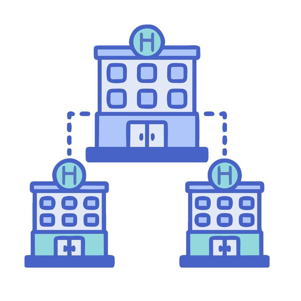 Hospital building with multiple floors and a hospital vector