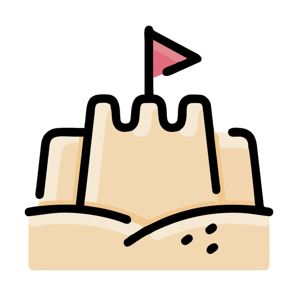 A sand castle with a flag on top vector
