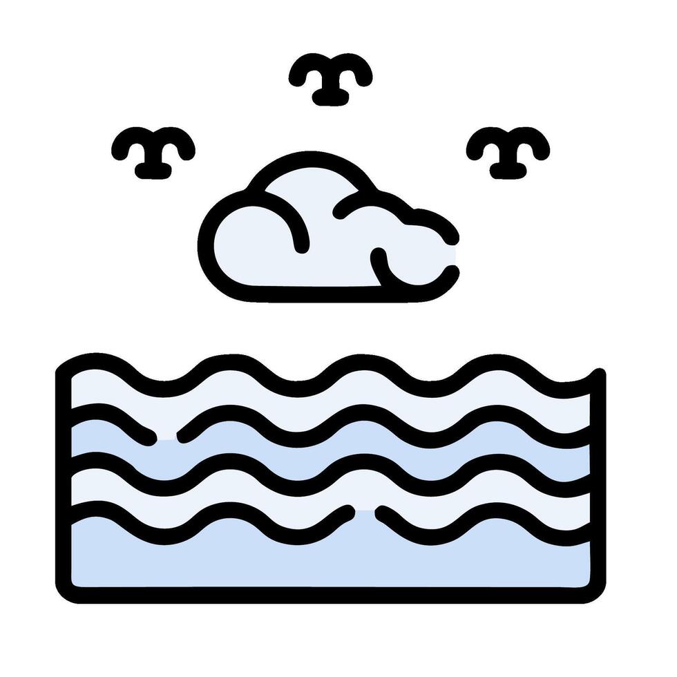 A wave with clouds above it vector
