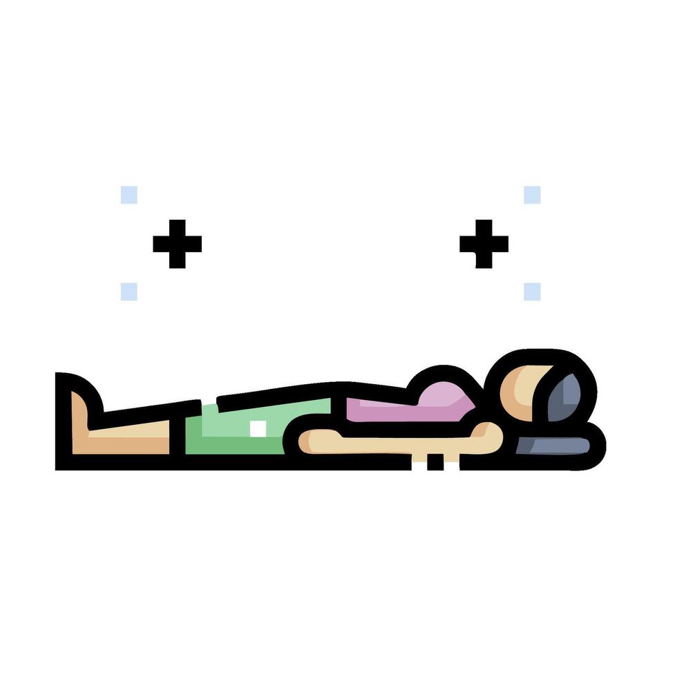 A person laying on the ground with a cross on their chest vector