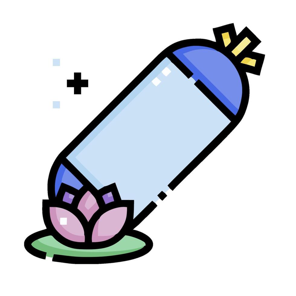 A bottle with a flower and a lotus on it vector