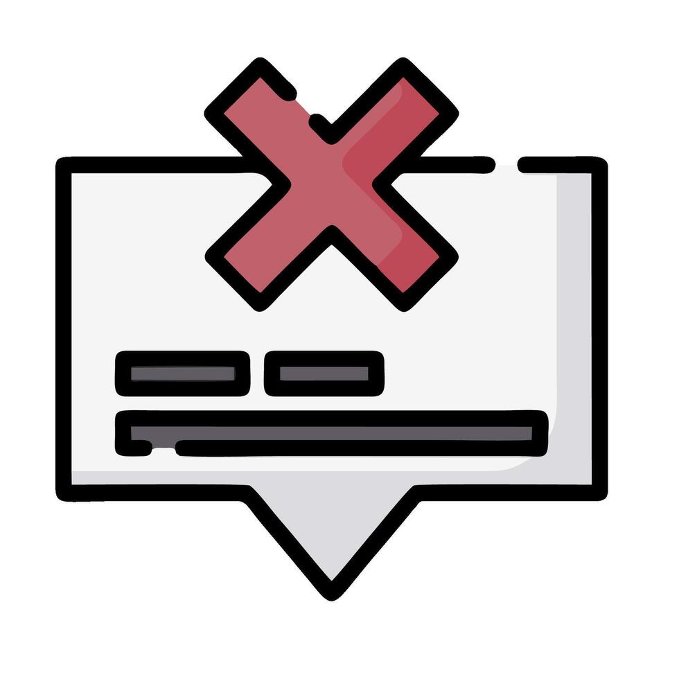 An icon of a message with an x mark vector