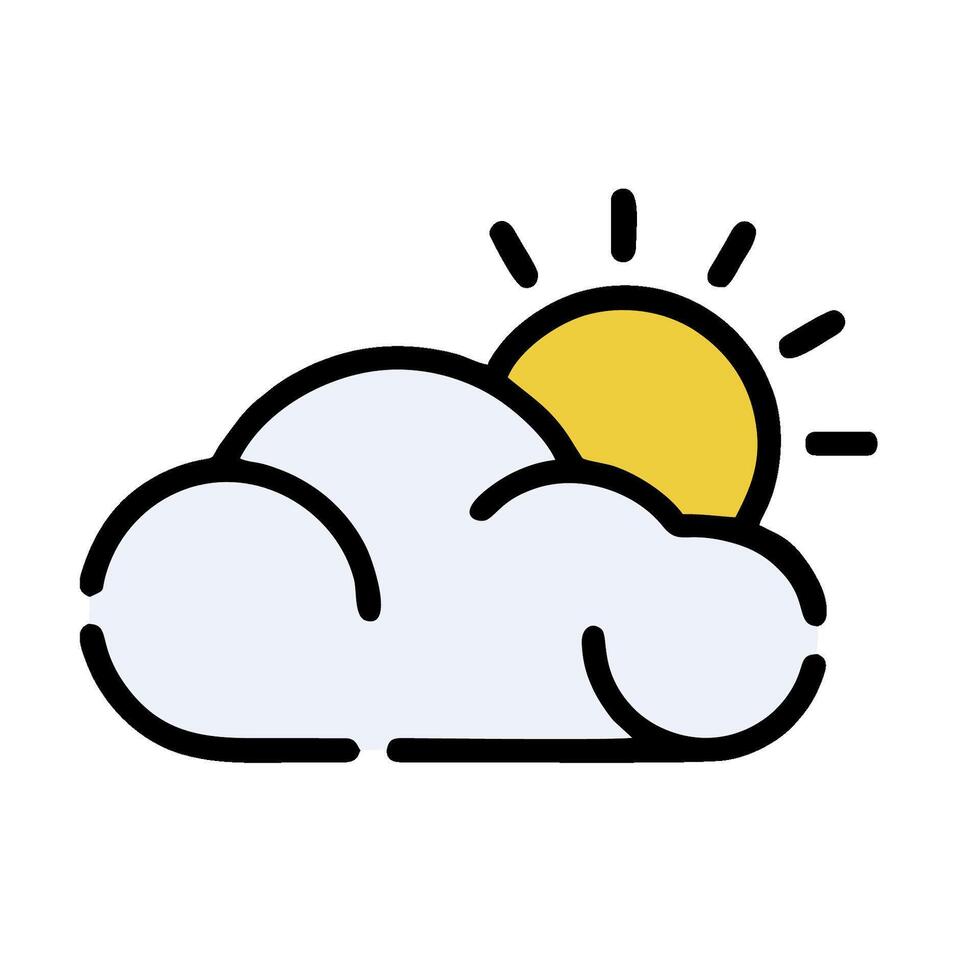 A cloud with a sun behind it vector