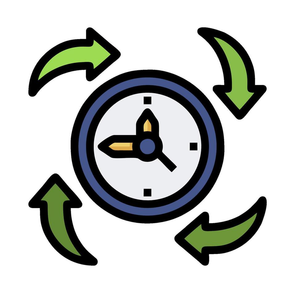 A clock with arrows around it and arrows pointing to it vector