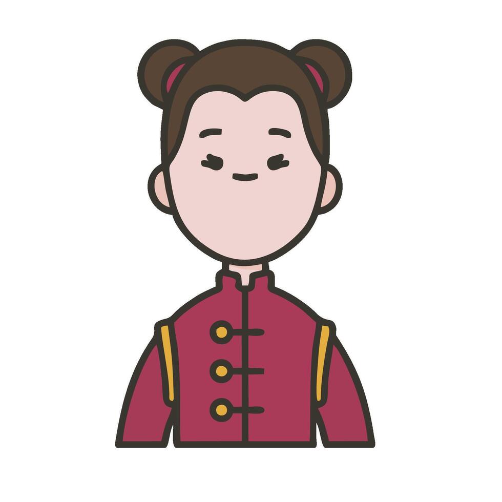 A cartoon woman in a chinese dress vector