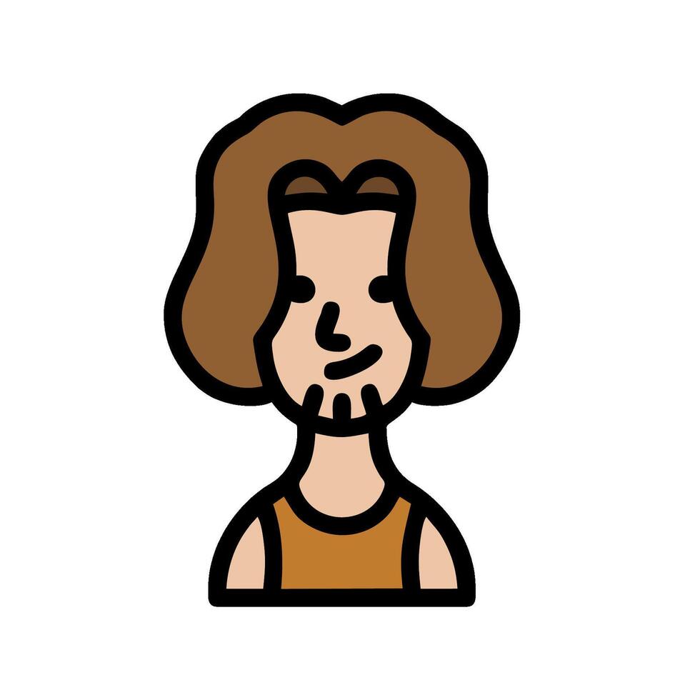 A cartoon man with long hair and a beard vector