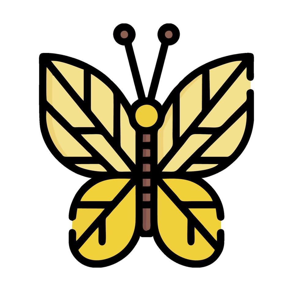 A yellow butterfly with leaves on it vector