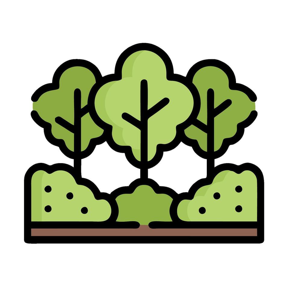 A green landscape with trees and bushes vector
