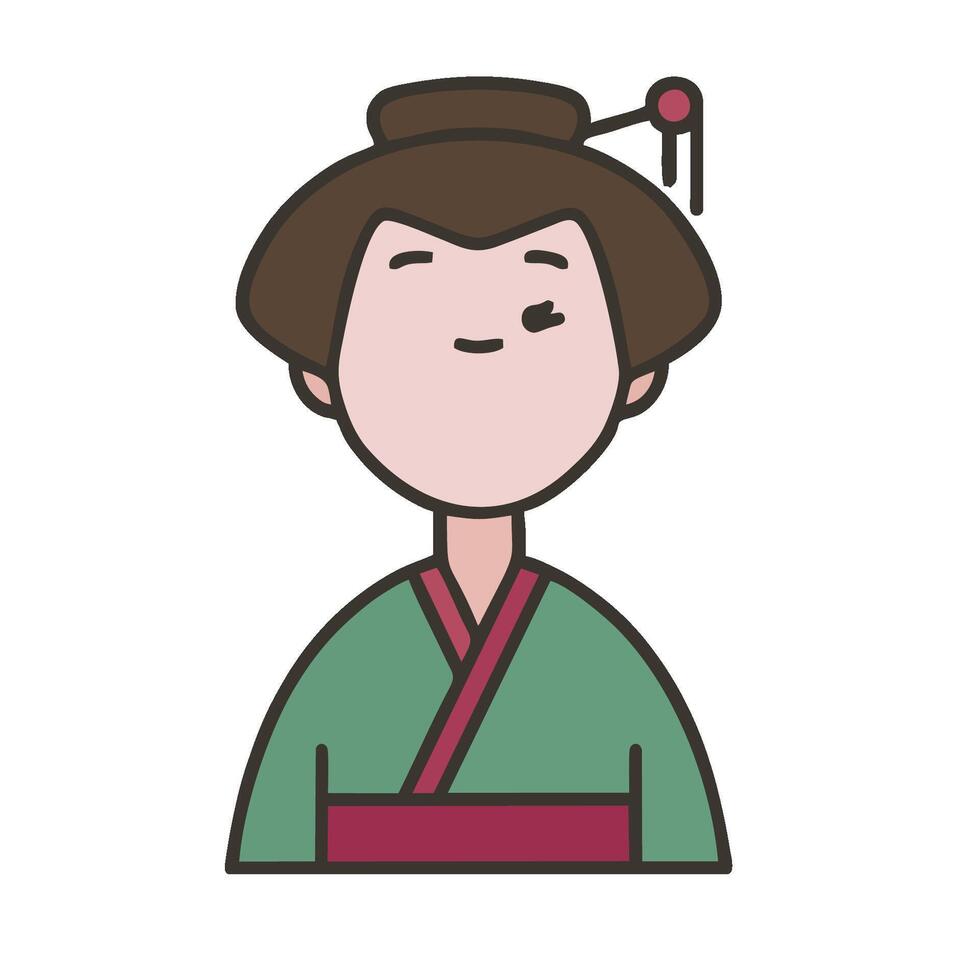 A woman in a traditional kimono with a red scarf vector