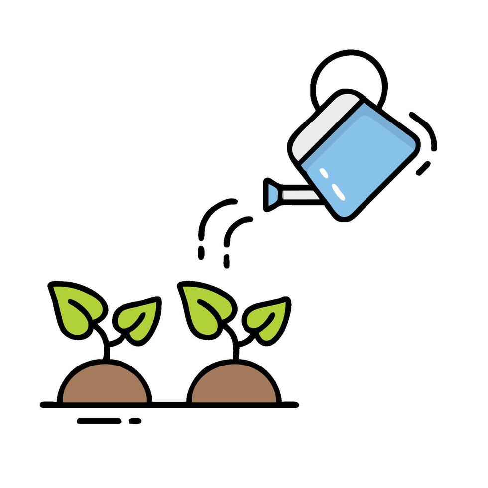 Sprouting plants and watering can illustration vector