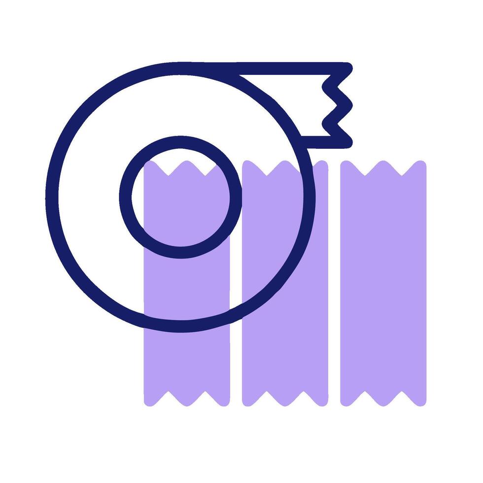 A purple and white line icon of a roll of toilet paper vector