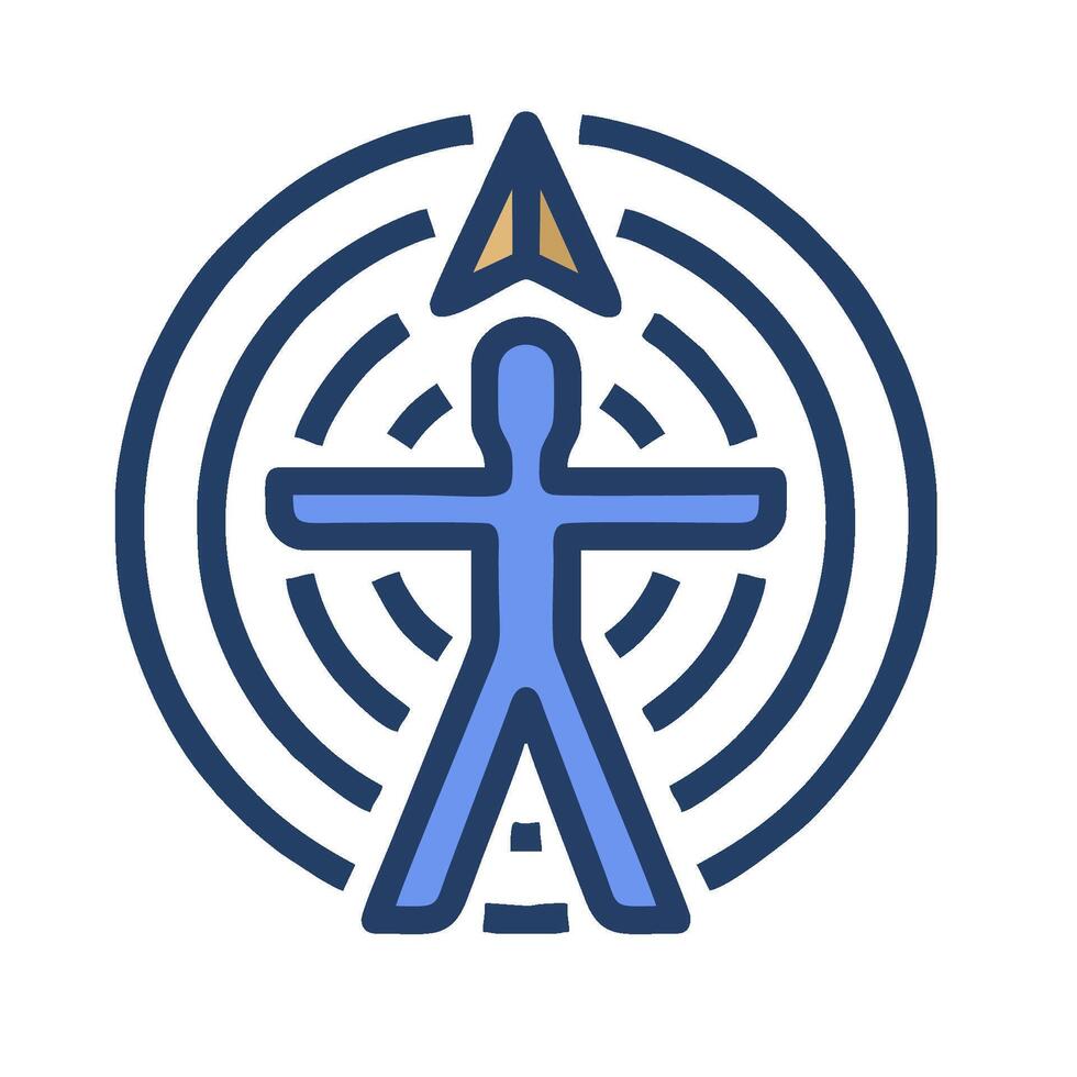 A man with an arrow in his hand and a circle around him vector