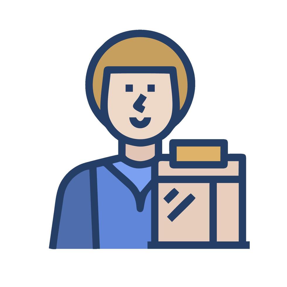 A man holding a box with a smile on his face vector