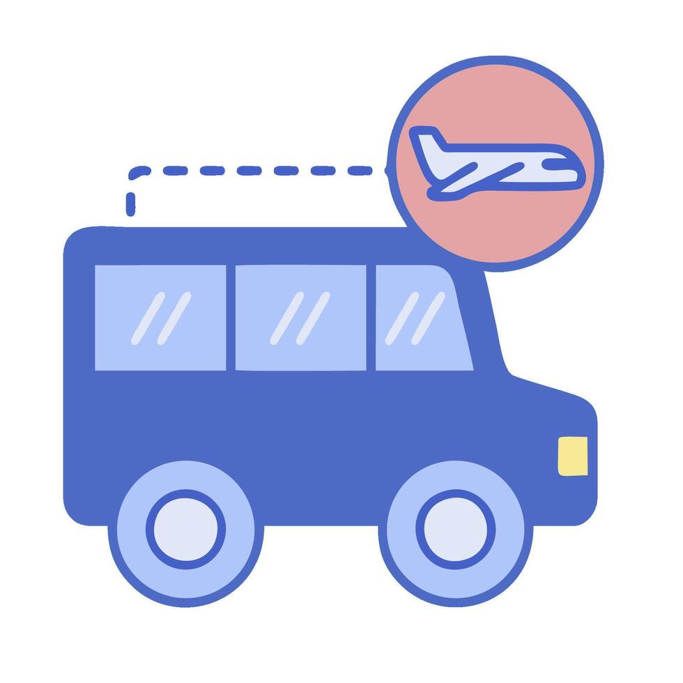 A bus with a plane on top of it vector