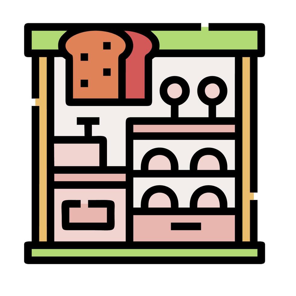 A bakery icon with bread and other items vector