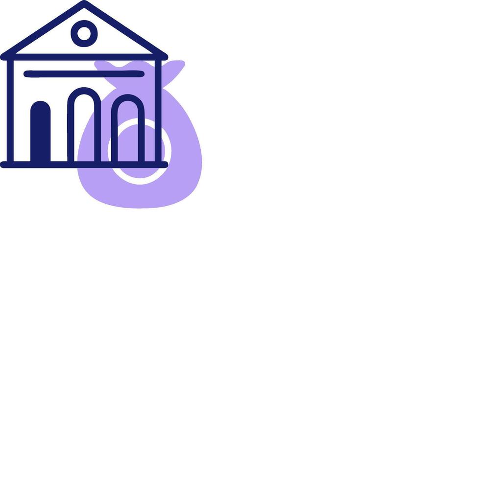 A purple and blue icon of a church building vector