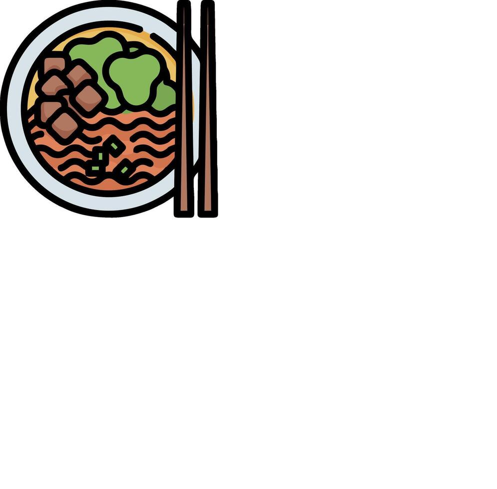 A plate with food and chopsticks on it vector