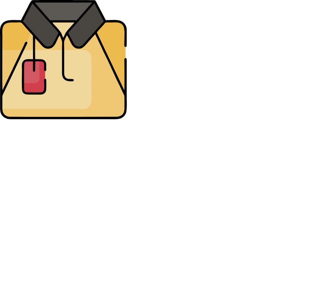 A yellow shirt with a red tag on it vector