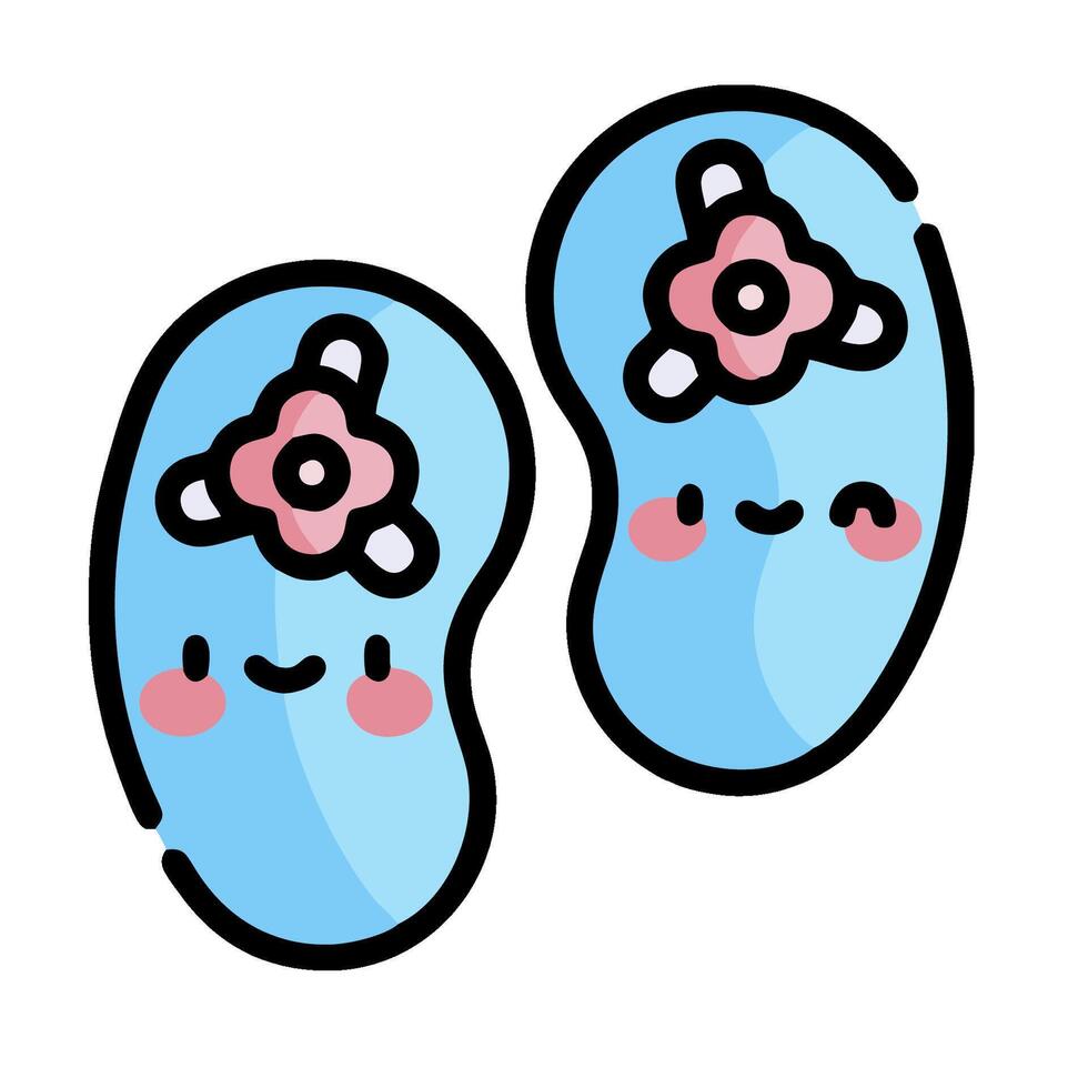 Two blue flip flops with flowers on them vector
