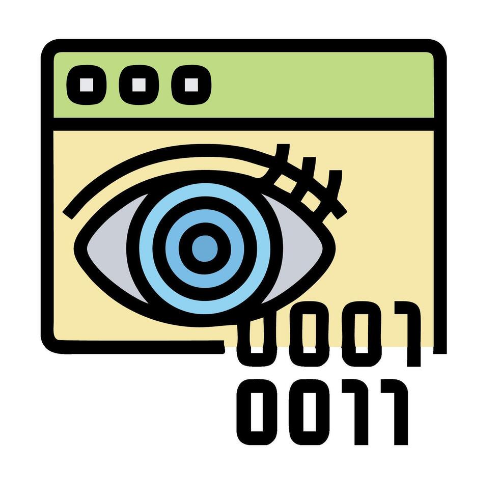 An eye is shown on a computer screen with a number vector