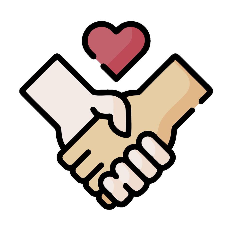 Handshake with heart icon, illustration vector