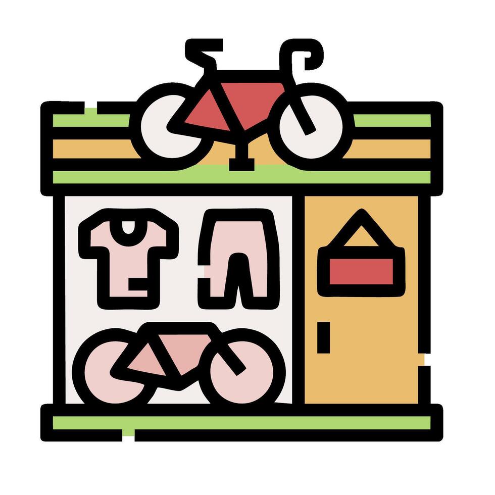 A bicycle shop with a bike and clothes inside vector