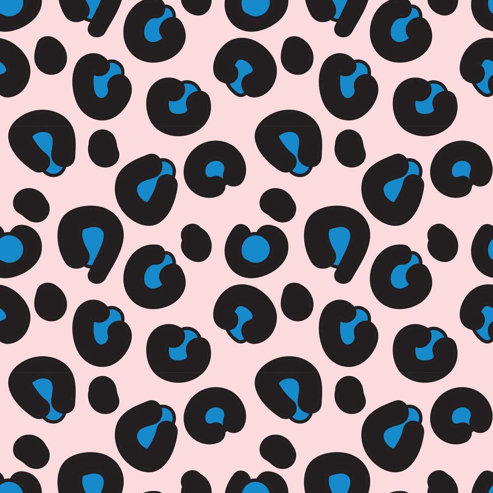 Leopard skin print on light pink backgroung. Groovy. Seamless. Abstract. Hand drawn vector
