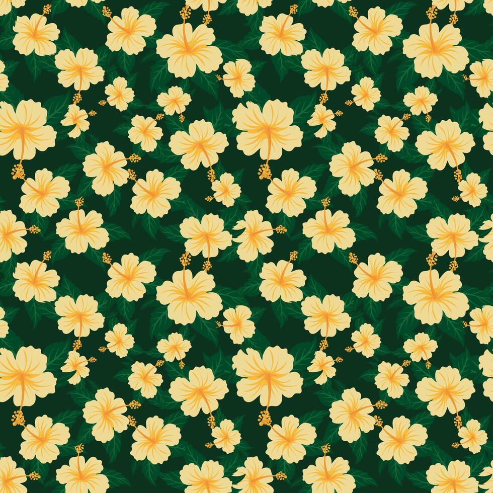 Tropical pattern. An exotic pattern featuring hand-drawn tropical hibiscuses vector