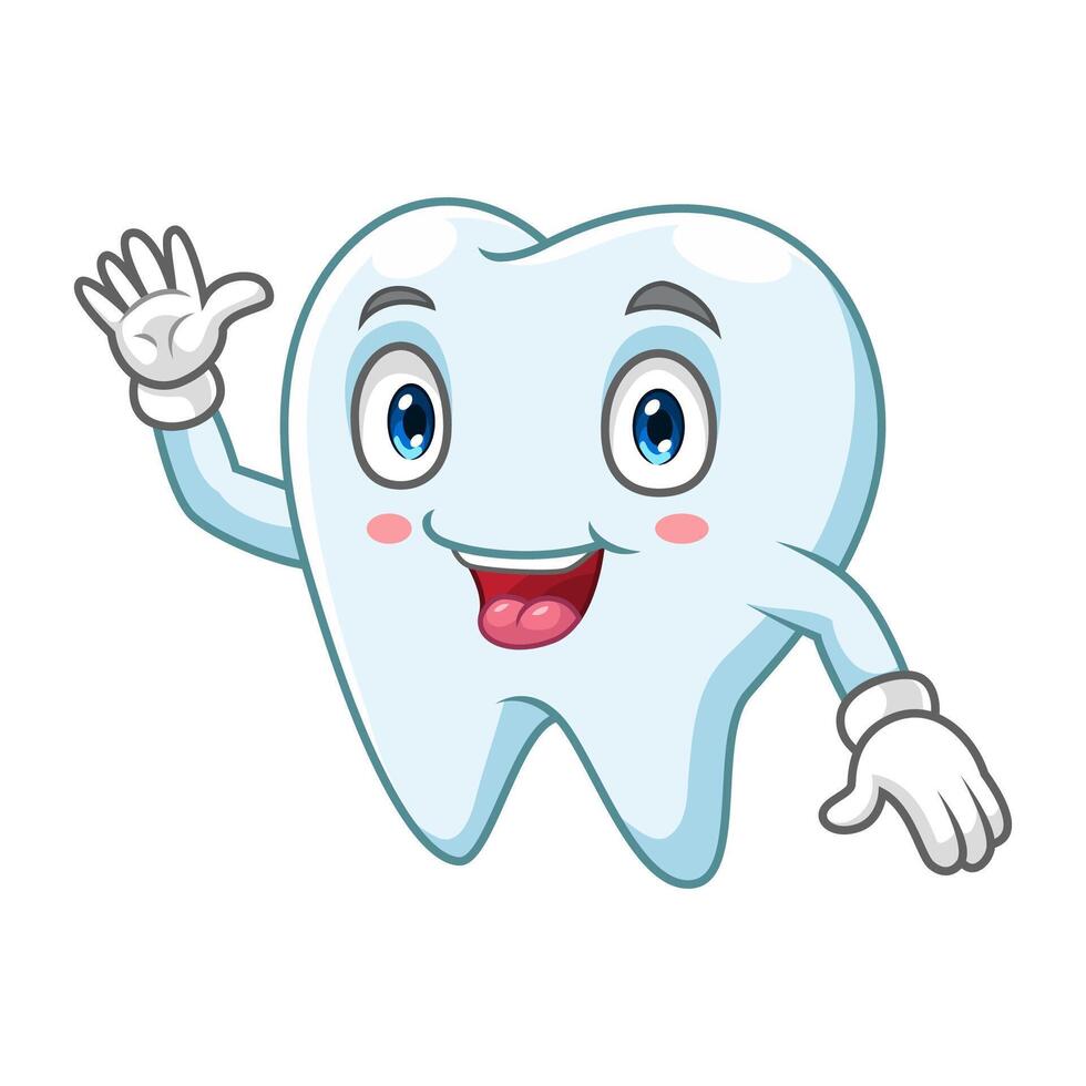 cartoon happy tooth on white background vector