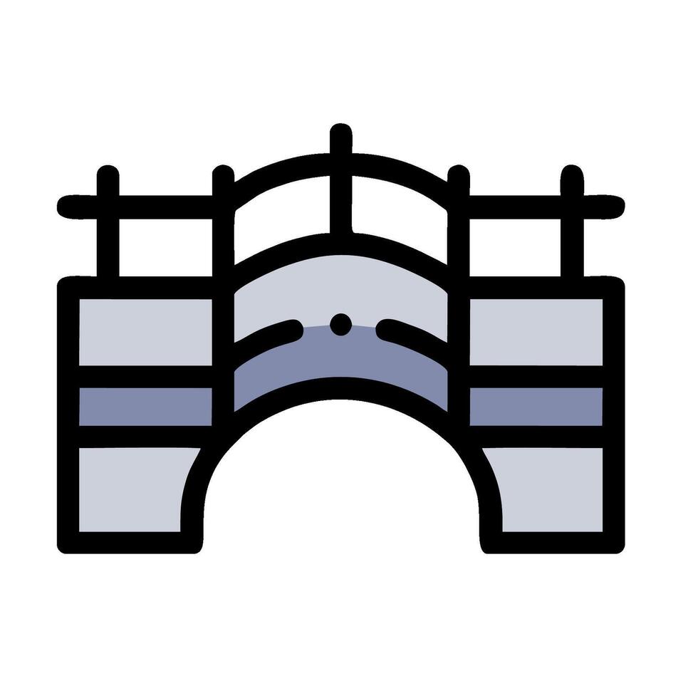 A bridge with a blue and white outline vector