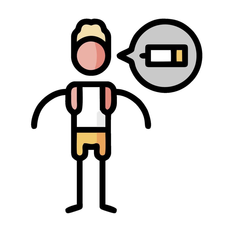 A man with a battery in his hand and a speech bubble vector